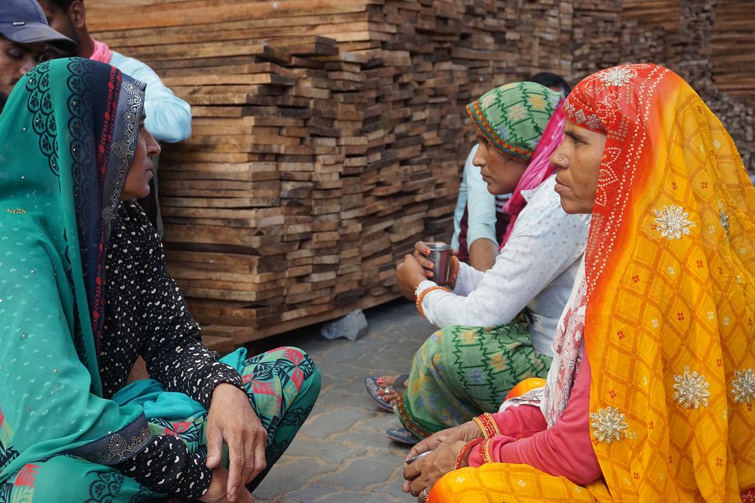 Members of the Pooja Wood House workforce at a timber store