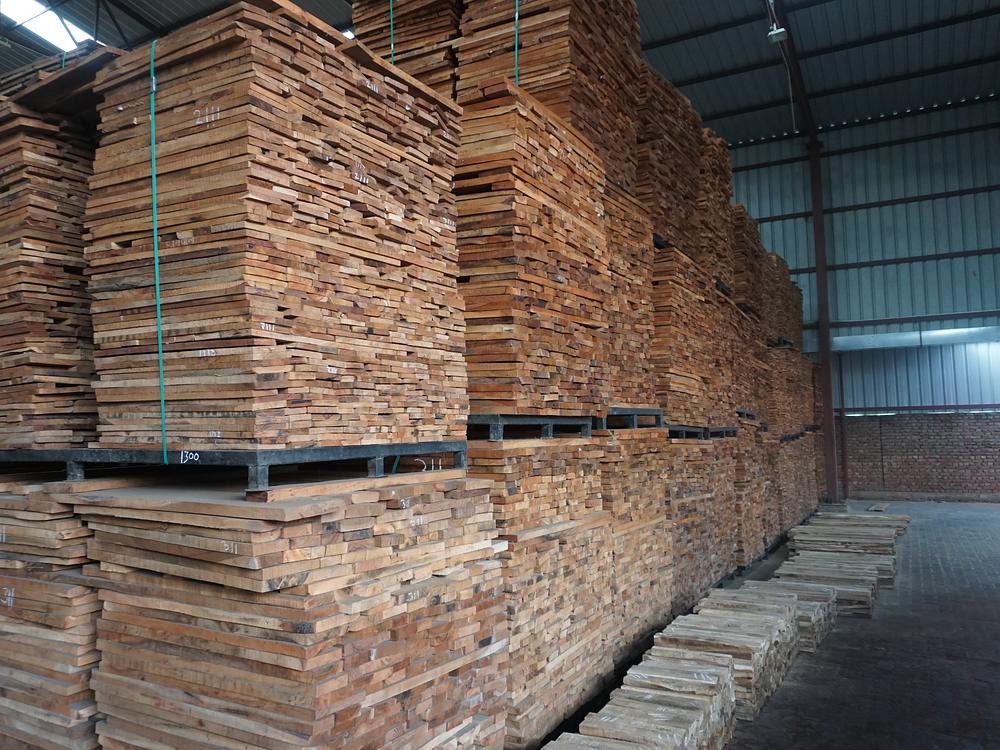 Banded and palletised sawn timber ready for despatch